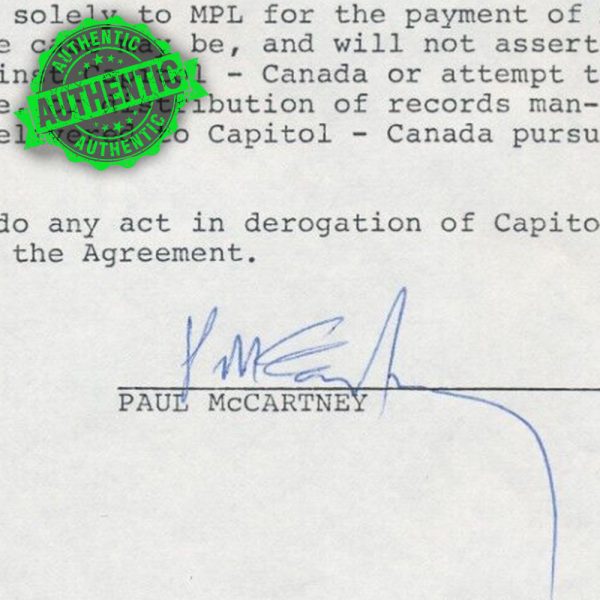 Paul McCartney signed artists declaration
