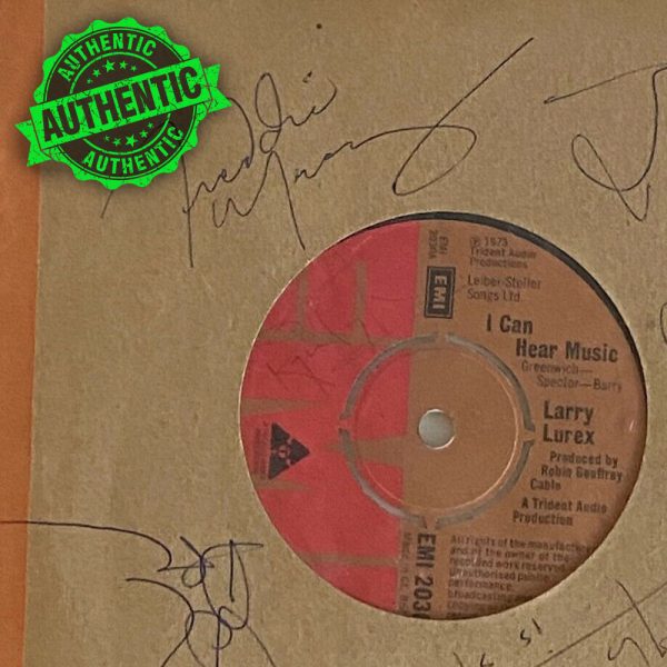 Larry Lurex “I Can Hear Music” single LP signed by Freddie Mercury